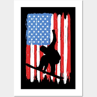 American Flag Snowboarding Graphic Posters and Art